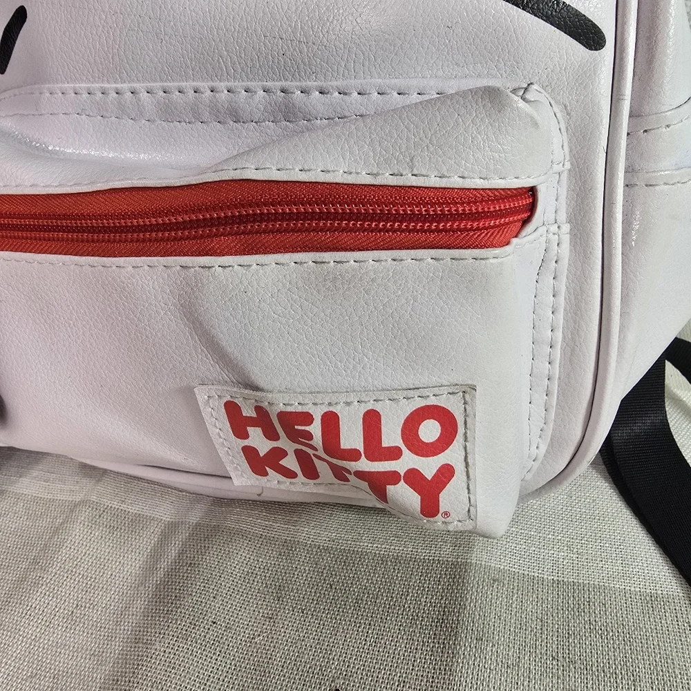 Girl's Hello Kitty Face Mini Backpack Faux Leather Zippered Purse Bag Sanrio